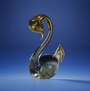Murano Glas Schwan Figur goldener Kopf Federn Amethyst Körper Dekor Geschenk 4"x 6" - Bild 1 von 16