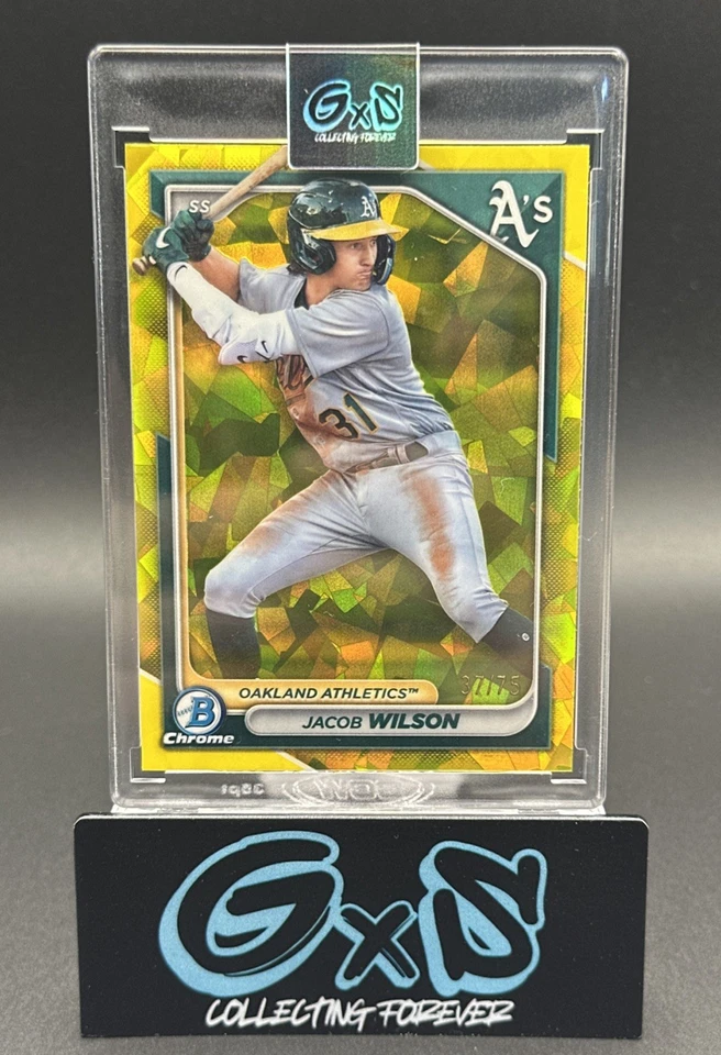 Jacob Wilson 2024 Bowman Sapphire Edition Chrome Prospects Yellow /75 #BCP-3 - Image 1 of 4