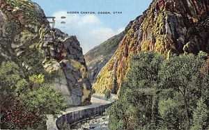 Postcard UT: Ogden Canyon, Utah, Vintage Linen Posted 1956 - Picture 1 of 2