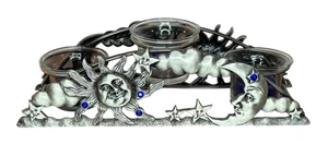 Spoontiques Pewter Sun Moon Candle Celestial 3 Tea Light Holder Stand Arch Metal - Picture 1 of 3