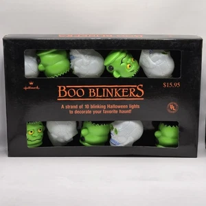 Vintage Hallmark Frankenstein & Skull Boo Blinkers Lichterkette Halloween LESEN - Bild 1 von 5