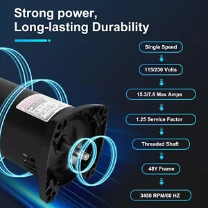 USQ1102 Square Flange 1 HP Up-Rated 48Y Pool Filter Motor Century A.O. Smith - Picture 1 of 6