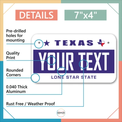 Mini placas de estado personalizadas | Los 50 estados | 4x2 - 6x3 | placas de identificación para bicicleta Foto 1 de 2