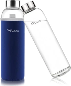 Bottiglia D'Acqua, 1000Ml Borraccia Vetro Trasparente Portatile Con Guaina Prote - Foto 1 di 12