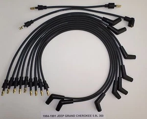 for JEEP GRAND CHEROKEE 1984-91 5.9L 360 BLACK PERFORMANCE Spark Plug Wires USA - Picture 1 of 1