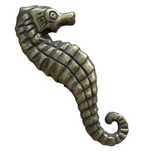 Vintage solid BRASS Seahorse Door Knocker 5.5” England Nautical Decor - Picture 1 of 4