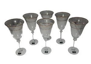 Crystalite Bohemia Czech Republic C Wine Goblet Set of 6 Pc - Picture 1 of 2