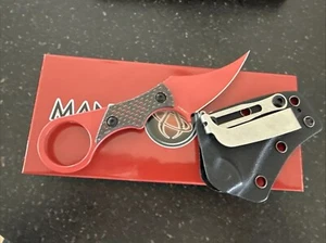 Mantis Knives- Red Stonewashed Karambit sabot IV USA made m390 steel - Picture 1 of 9