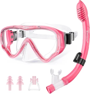 Kids Snorkel Set for Ages 4-14 - Dry Top Snorkeling Gear with Mask and Snorkel - Picture 1 of 12