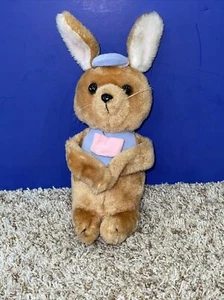 Vintage Plush Stuffed Dakin Easter Bunny Rabbit 1980 Hugger Hat Bow Tie Vest - Picture 1 of 7