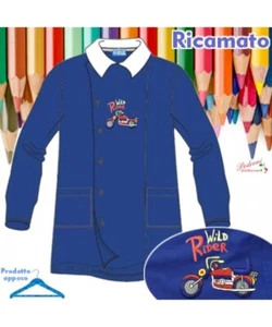 Grembiule blu per bambino senza ricamo scuola colletto rimovibile Moto - Foto 1 di 1