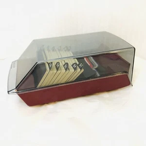 Rolodex VIP24C scheda file box bordeaux rosso alfa schede numeri di telefono retrò USA HTF - Foto 1 di 12