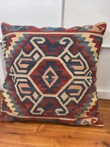 Wool Jute Cushion Cover Throw Indian Vintage Cushion Handmade Kilim Pillow
