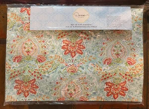 Dena Home Set Of 2 13x19” Placemats Microfiber Floral Paisley Multicolor - Picture 1 of 2