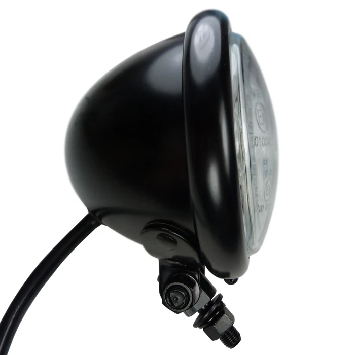 Motorrad Hauptscheinwerfer klein schwarz E geprüft im Bates Style Scheinwerfer - Bild 1 von 3