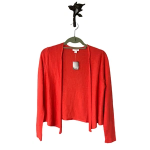 Cardigan Sweater J Jill Womens Sz XS Open Front Red Coral Linen Blend New $59 - Picture 1 of 9