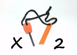 2 X Outdoor Survival Light-Weight Compact Flint Magnesium Fire Starter Striker - Picture 1 of 1