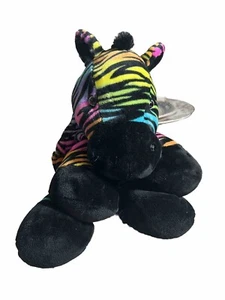 Toys R Us Rainbow Zebra Horse Plush Stuffed Animal Stripe 2015 Neon Multicolored - Picture 1 of 4