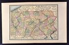 C 1888 Cram Map Pennsylvania Pittsburgh Philadelphia Erie Williamsport Lancaster