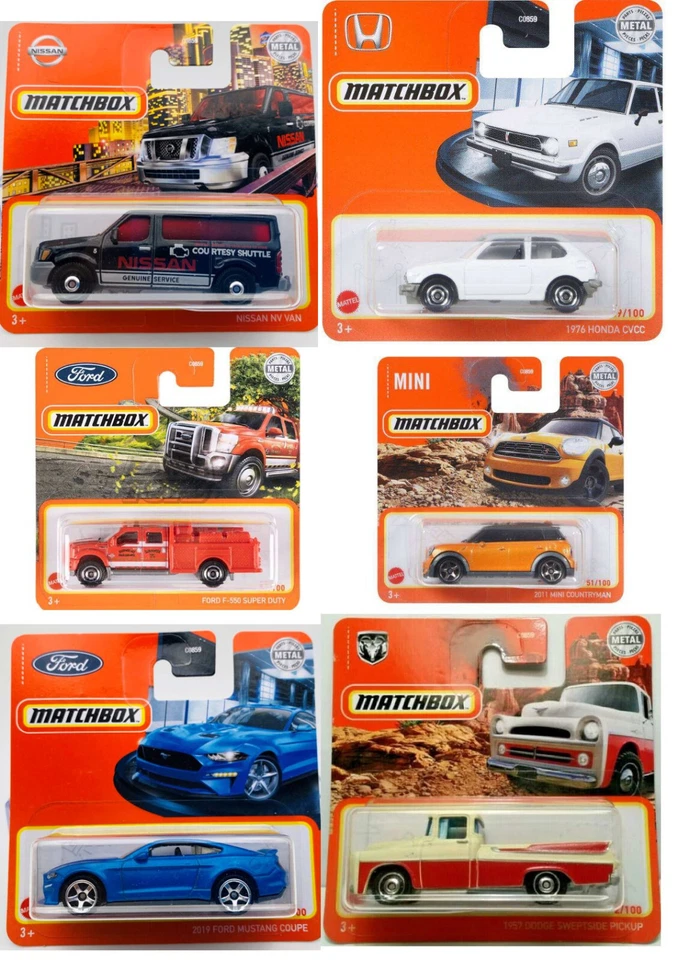 Matchbox Macchinine Con Scelta MUSTANG Ford Dodge Mini Honda Porsche Chevy - Immagine 1 di 1