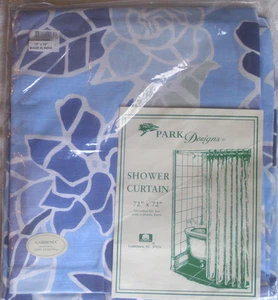 NUEVA CORTINA DE DUCHA DE TELA GARDENIA DISEÑOS DE PARQUE AZUL AUDAZ FLORAL HAWAIANO 72x72 - Imagen 1 de 4