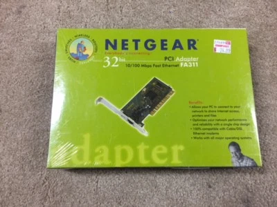 NETGEAR 32 BIT PCI ADAPTER 10/100 MBPS ETHERNET NEW- SEALED NEW -P13 - Image 1 of 3