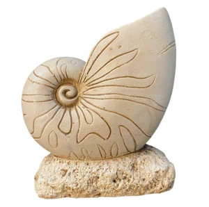 Natilus Spirale Conchiglia Ceramica Pietra Scultura Costiera Spiaggia Casa Espositore - Foto 1 di 11