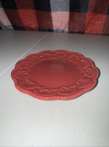 California Pantry Embossed Burgundy Ceramic Dessert/Appetizer Plate 6 1/4” - Picture 1 of 4