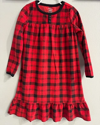 女孩格子连衣裙幼儿 4T 圣诞节红色/黑色 — 第 1/3 张图片
