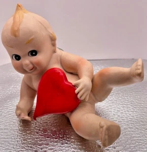 Vintage Kewpie Doll Bisque with Big Heart and Blue Wings - Picture 1 of 5