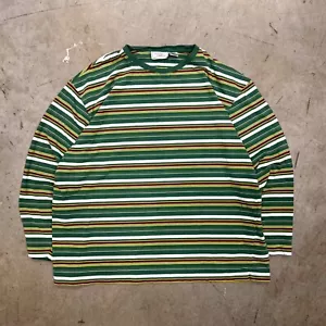 VTG 90s Striped Multicolor Long Sleeve T Shirt Relaxed Fit American Classic - Picture 1 of 3