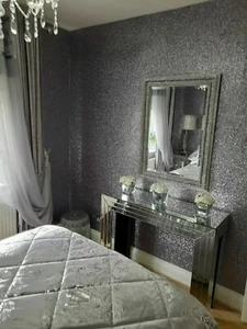 Chunky 60cm WIDE Silver Glitter Wallpaper Fabric Backed Grade 3 3D PER METRE - Picture 1 of 5