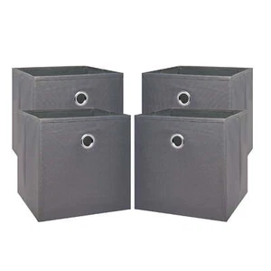 Collapsible Fabric Cube Storage Bins (10.5" X 10.5"), Grey Flannel, 4 Pack - Picture 1 of 12