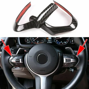 Real Black Dry Carbon Fiber Steering Cover Trim Fit for BMW F80 F82 M3 M4 - Picture 1 of 9