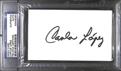 CARLOS LOPEZ SIGNED AUTO'D INDEX CARD PSA/DNA SLAB COA ORIOLES SEATTLE MARINERS - Image 1 of 3