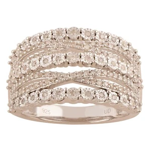 1/2 Ct Round Cut Diamond Wedding Multi Row Cross Over Silver Ring for Women - Picture 1 of 3