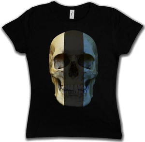 CLASSIC ESTONIA SKULL FLAG WOMAN GIRLIE GIRL T-SHIRT - Biker MC Banner Shirt - Bild 1 von 2