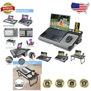 Portable Foldable Laptop Desk with Cushion & Mouse Pad - Fits Up to 17” Laptops - Picture 1 of 8