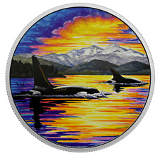 Canada 2017 $30 Fine Silver Coin Animals in the Moonlight Orcas Glow in the Dark