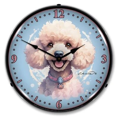 White Poodle Dog LED Backlit Clock - Image 1 of 3
