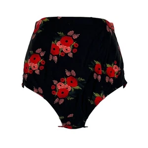 Bikini Bottom with Rose Print in Black and Red's Size Large - Picture 1 of 5