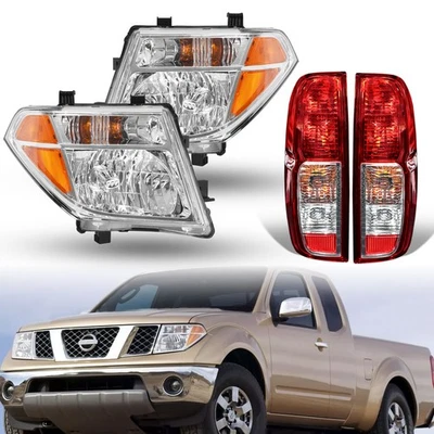 Juego de 4 faros cromados + luces traseras rojas para Nissan Frontier 2005-2008 05-08 Foto 1 de 4