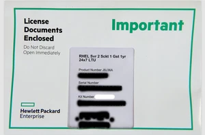 HPE Enterprise RHEL 2 Sckt 1 Gst 1 an 24x7 LTU J8J36A - Photo 1/1