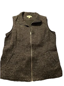 Cold Water Creek Women’s Sz M Stylish Black Multicolor  84% Cotton Vest w Pocket - Picture 1 of 8