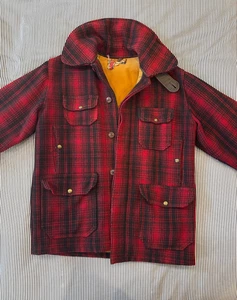 Vintage Woolrich Buffalo Plaid Wool Mackinaw 40-50s Hunting Jacket Size M (40) - Picture 1 of 8
