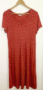 Seasalt Cornwall Red Orange Spotty Polka Dot Crebawthan Dress UK 16 EU 44 - Picture 1 of 4