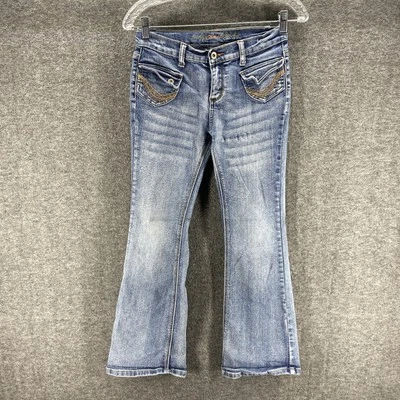 Pantalones de mezclilla Mudd para mujer 12 azules elásticos tiro bajo patinador rockero grunge bordado Foto 1 de 4