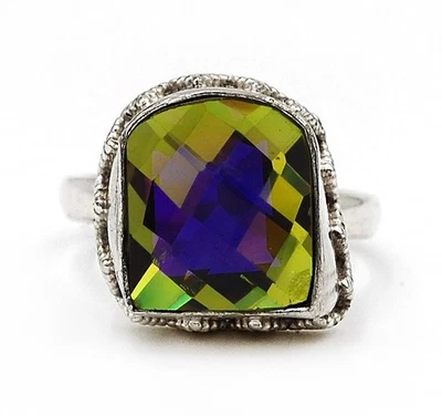 Natural Rainbow Topaz 925 Solid Genuine Sterling Silver Ring Sz 8 @20-2 - Image 1 of 3