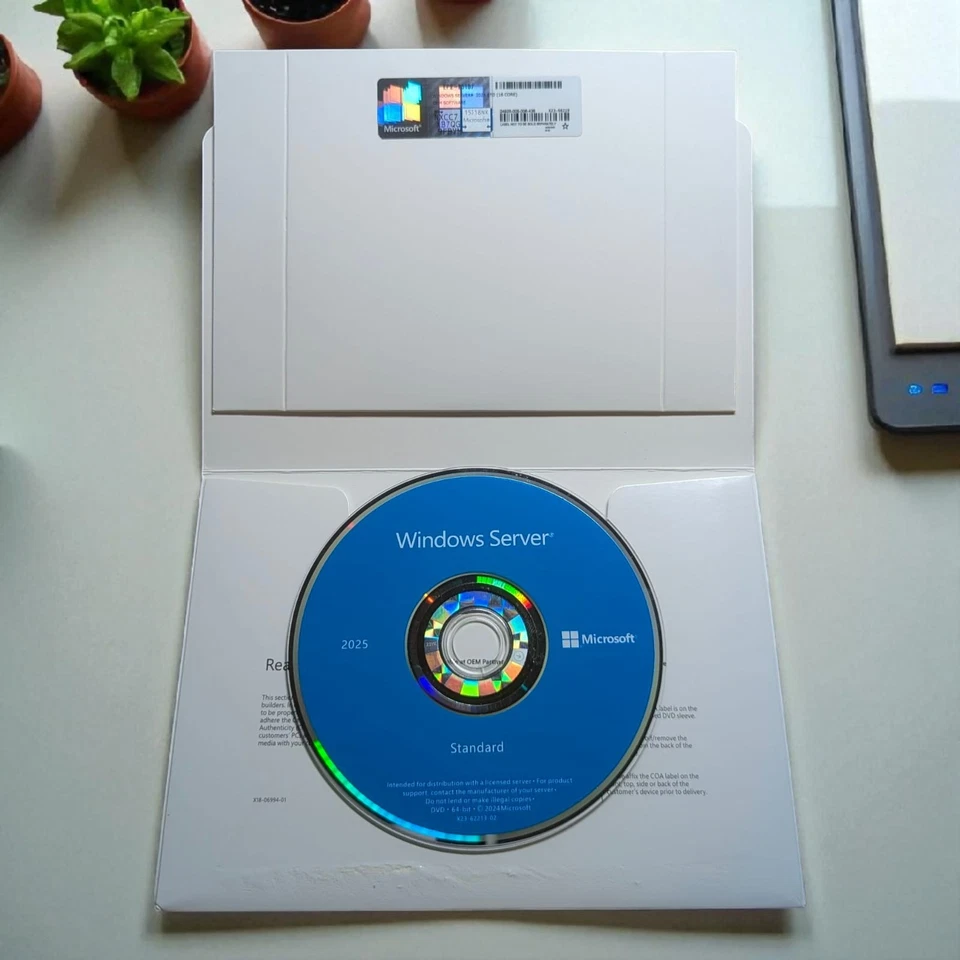 DVD Windows Server Standard 2025 | 16 núcleos | 64 bits | llave original interior | sellado Foto 1 de 4