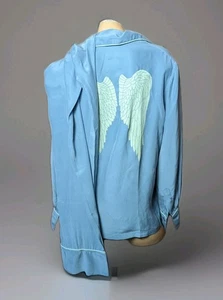 Three J NYC blau Seide Engelsflügel Pyjama Set Oberteil Unterteil Set Gr. XS - Bild 1 von 11